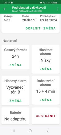 Aplikace DoseControl pro smart dávkocač léků WLAN | Kalendářní přehled odebraných nebo vynechaných dávek