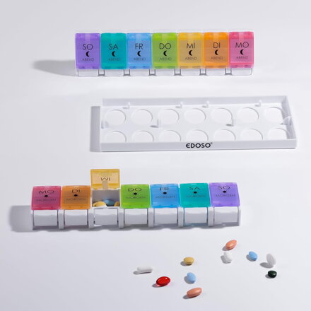 EDOSO Dávkovač léků na 7 dní, Pill Box, 2 přihrádky