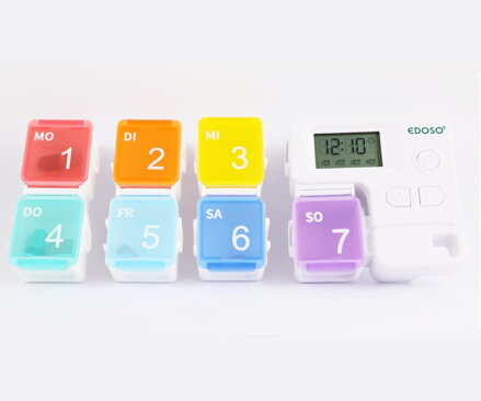 EDOSO Dávkovač léků na 7 dní se 7 přihrádkami a alarmem