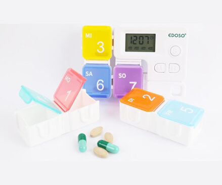 EDOSO Dávkovač léků na 7 dní se 7 přihrádkami a alarmem