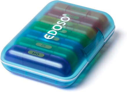 EDOSO Dávkovač léků na 7 dní, Pill Box, 7 přihrádek a 3 oddíly