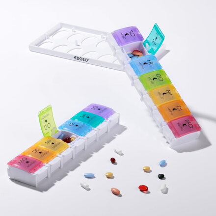 EDOSO Dávkovač léků na 7 dní, Pill Box, 2 přihrádky