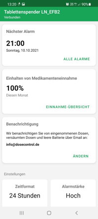 Tablettenbox Smart Automatisch Elektronisch DoseControl | Das neueste Modell 2021 | TRANSPARENTER Deckel | DEUTSCHE Dosierungsringe | Fernsteuerung und Überwachung über Android App