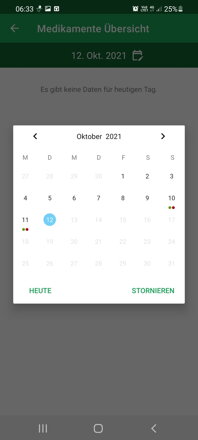 Kalenderübersicht Compliance | DoseControl App